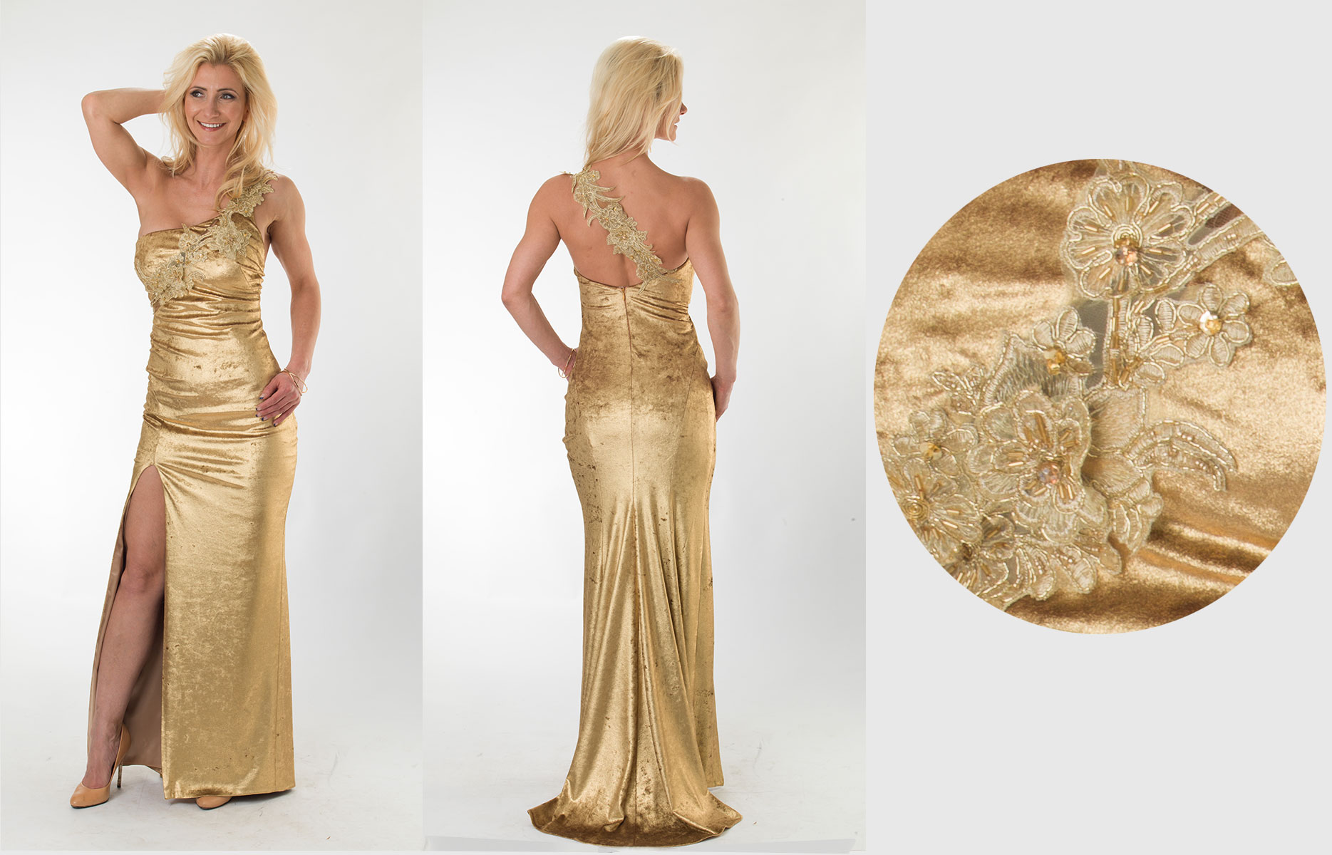 Gold Asymmetrical Long Dress