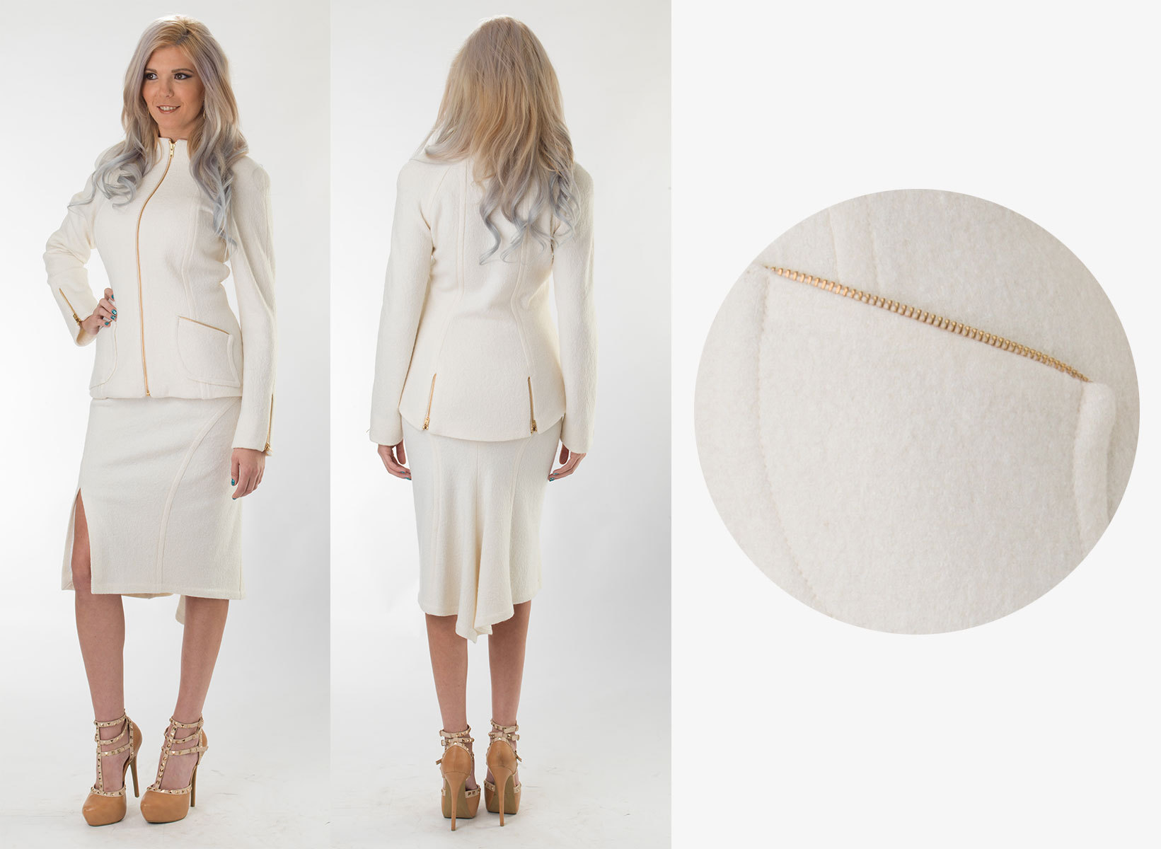 White Wool Skirt Suit