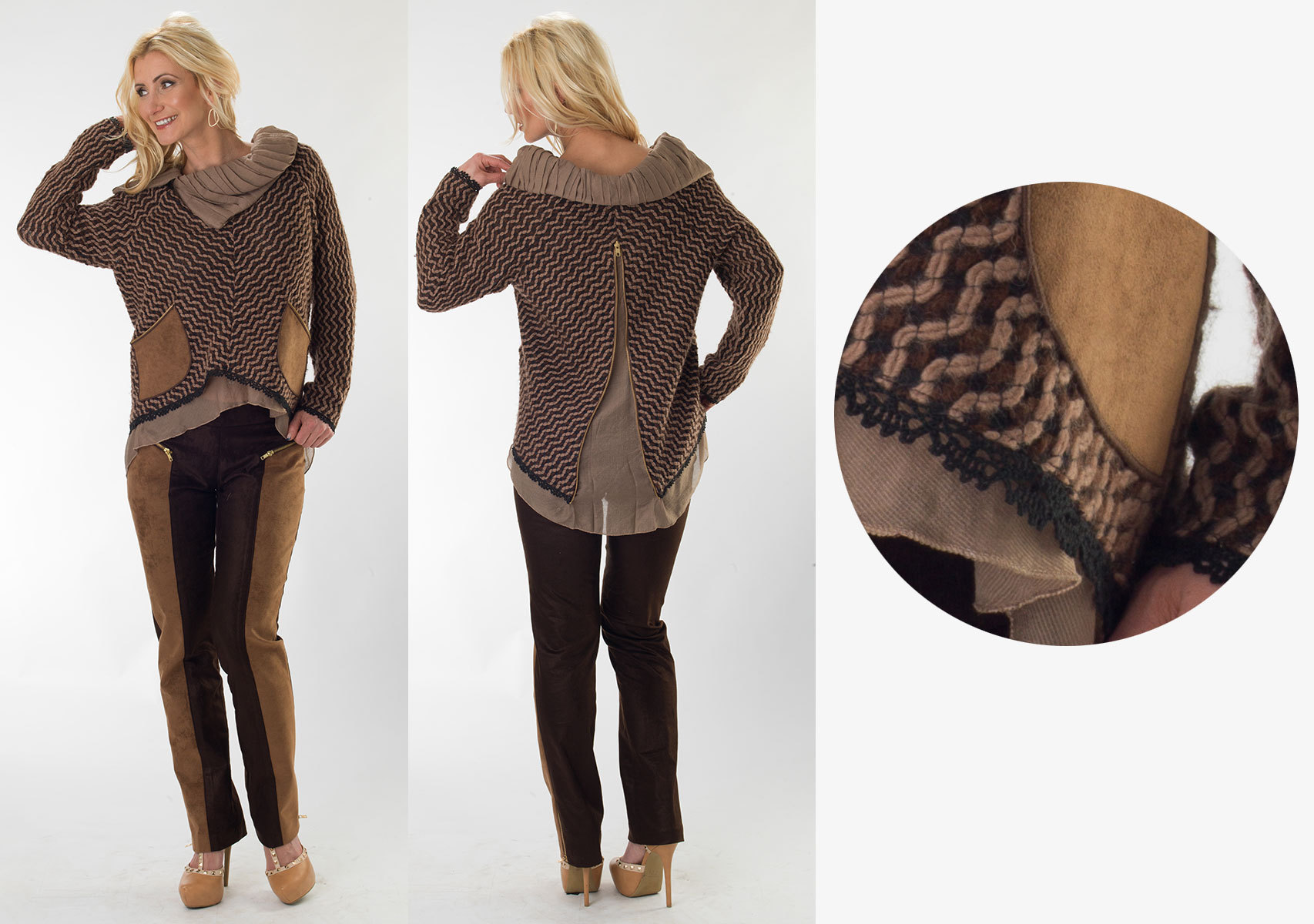 Brown/Taupe Wool Sweater & Brown Suede Cord Pants
