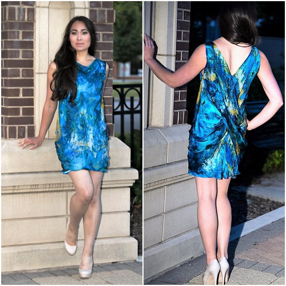 Silk Painted Chiffon Mini Dress