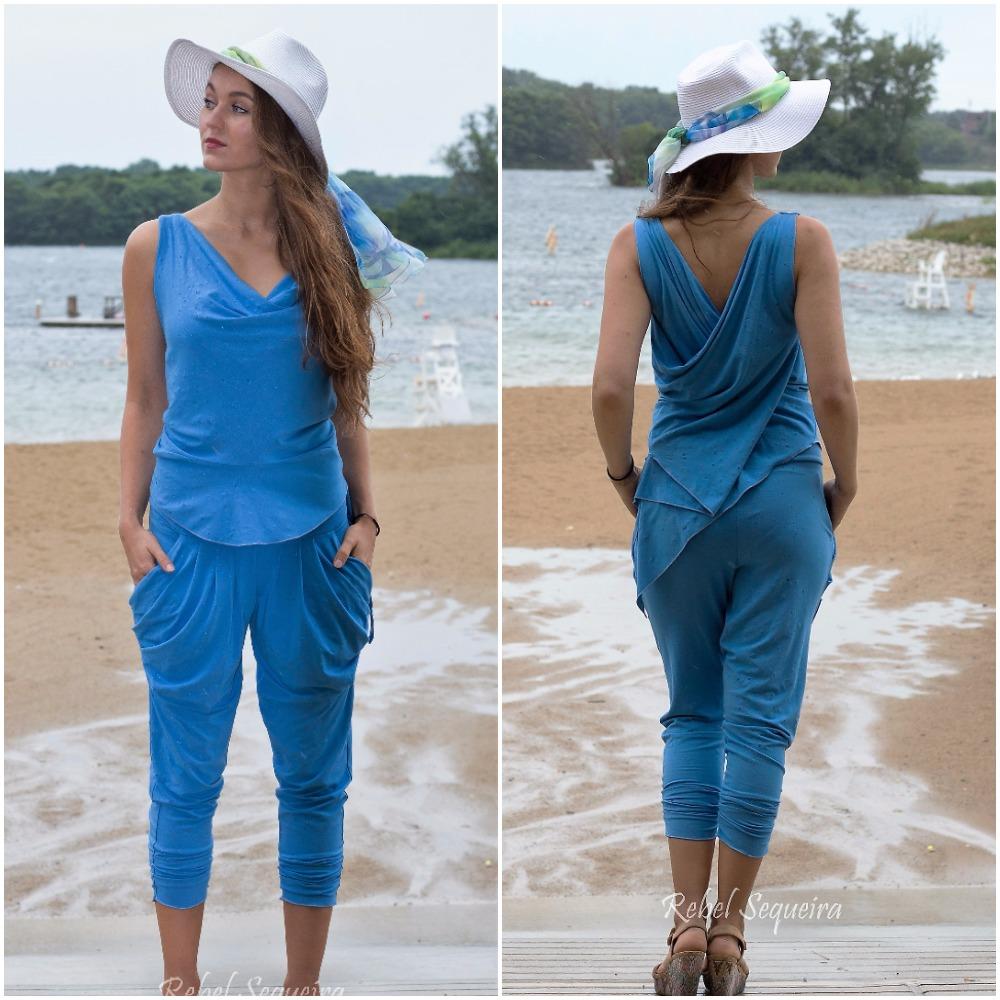 408-SS Blue Two-Piece Jersey Suit