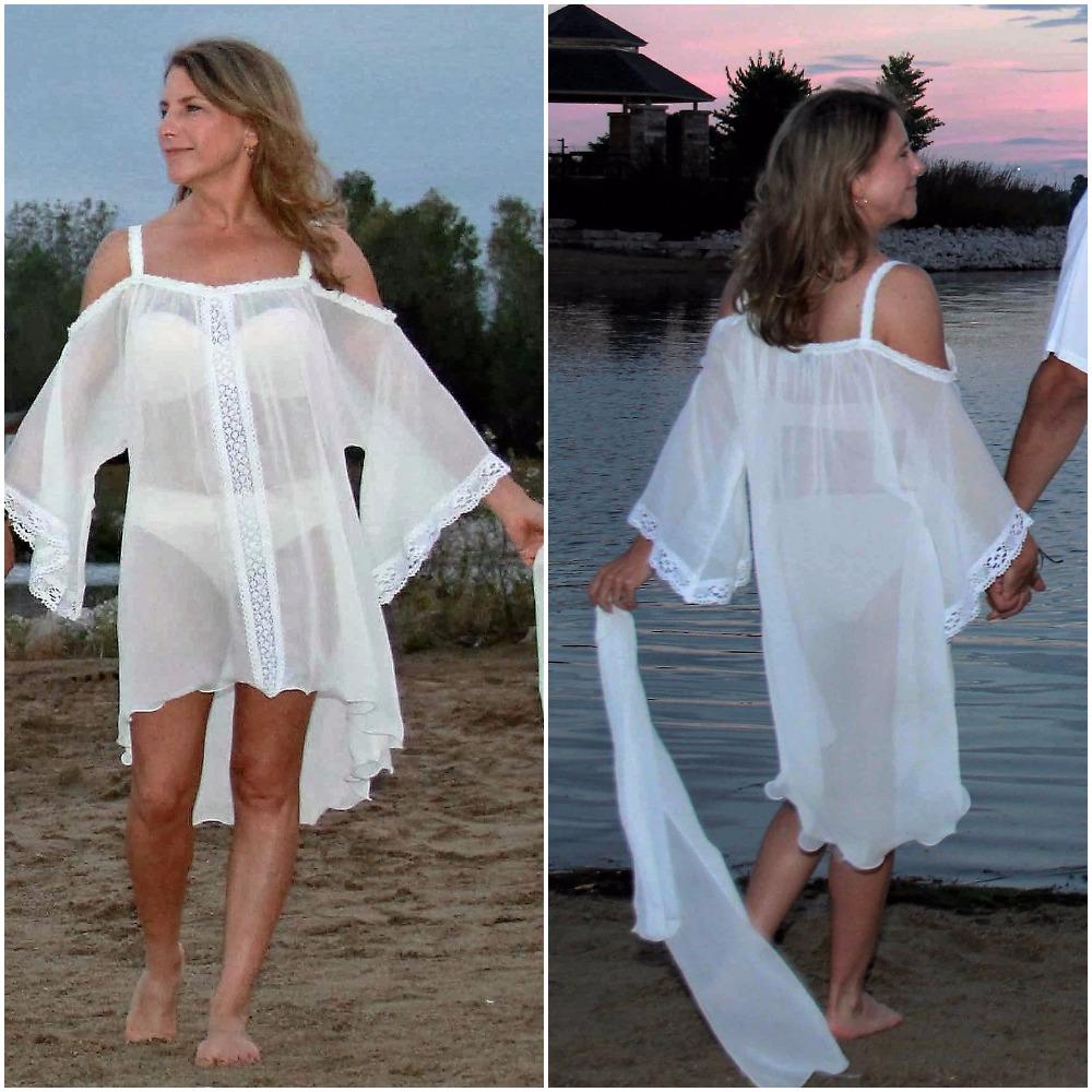 707-(Style 10)-Bridal crochet trim , sheer white cover up