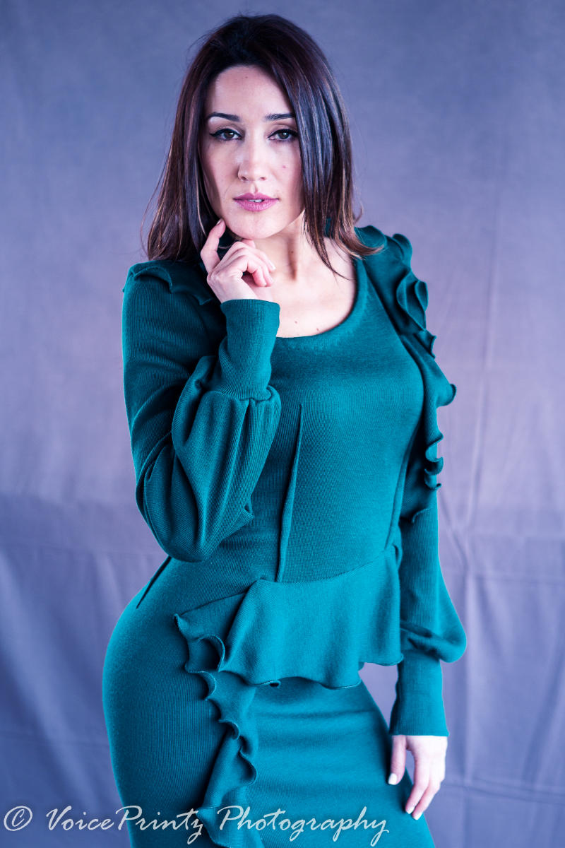 708--wool ruffled asymmetrical dress